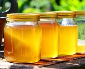 honey, jars, harvest, bees, garden, honey jars, glass containers, glass jars, nature, golden, pure, raw